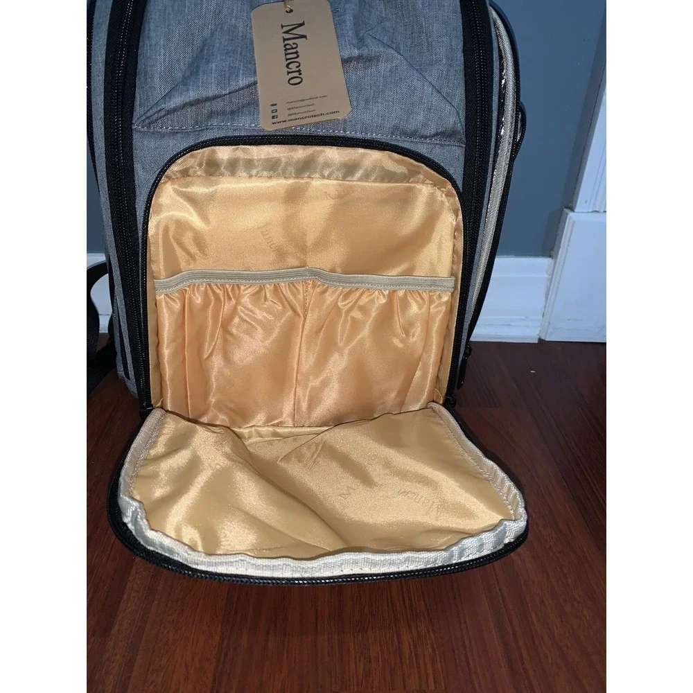 Mancro Diaper Bag Backpack, Large Multifunction Waterproof Gray